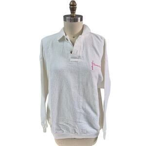 Vtg 80s 90s Sope Creek Canyon Club White 100% Cotton Polo Pullover Women M